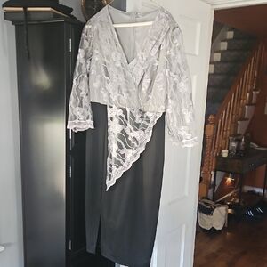 Elegant Gray Lace Overlay Dress